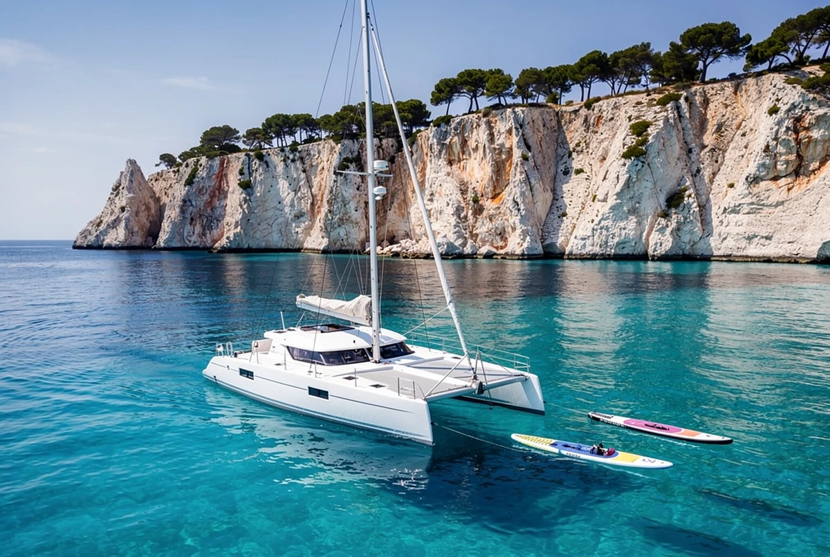 Calanques Catamaran Cruise with Paddleboarding Marseille