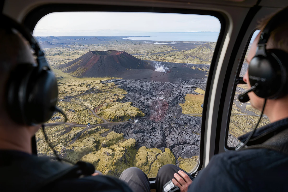 Reykjanes New Volcanic Area Helicopter Flight from Reykjavik