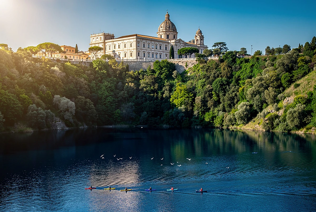 Lake Albano Kayak Tour below Castel Gandolfo with Swim Stop from Rome