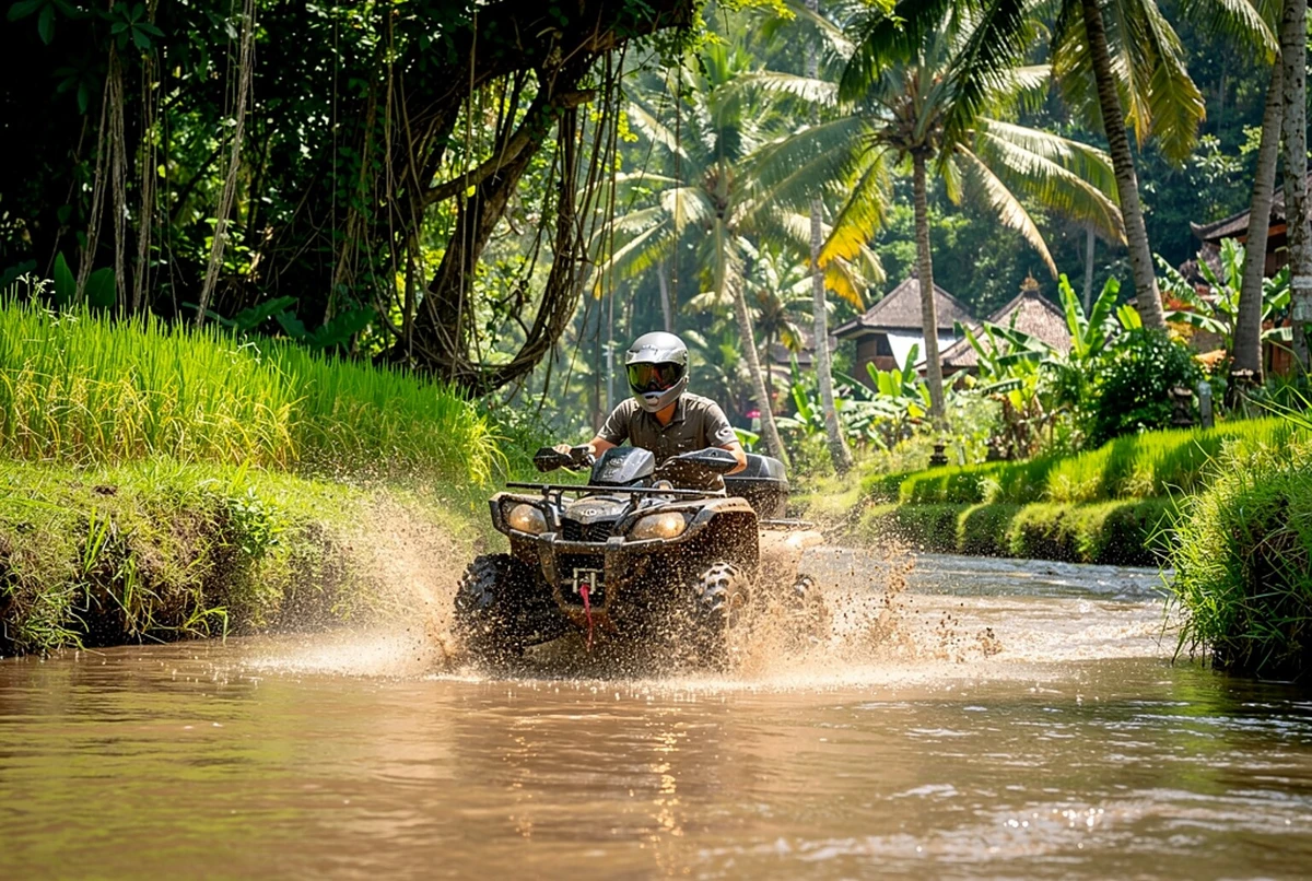 Ubud Quad ATV Adventure through Waterfalls & Barong Caves Bali
