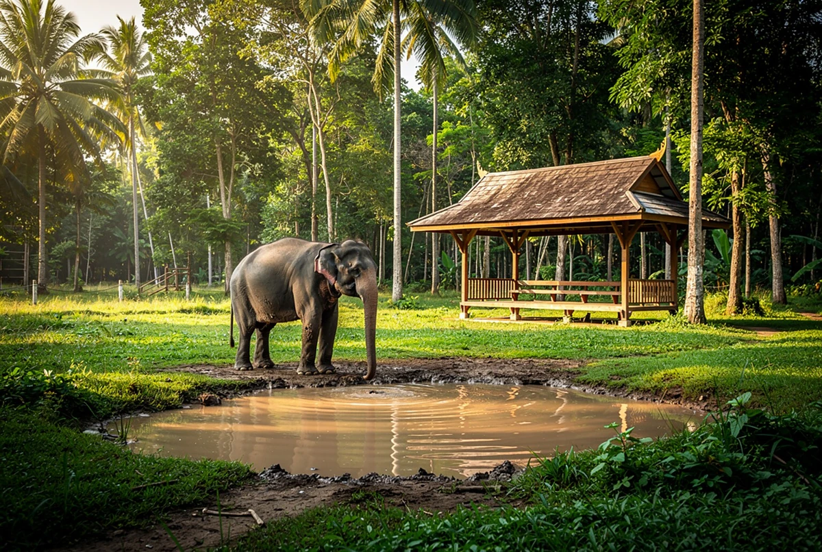 Elephant Bathing Session at Krabi Elephant Shelter