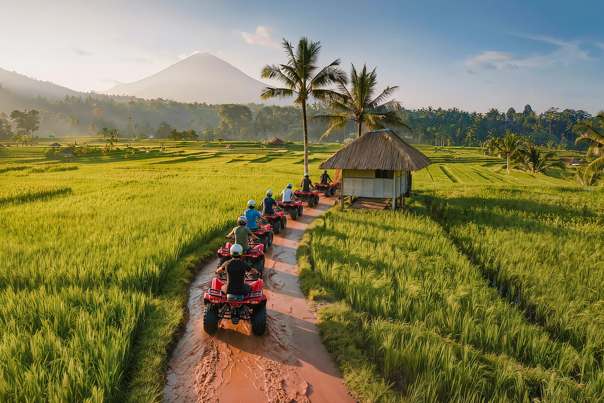 Ubud Quad ATV Adventure through Waterfalls & Barong Caves Bali