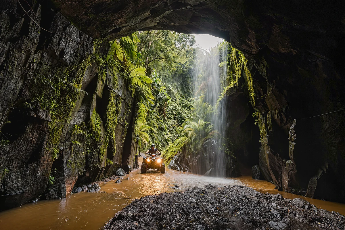 Ubud Quad ATV Adventure through Waterfalls & Barong Caves Bali
