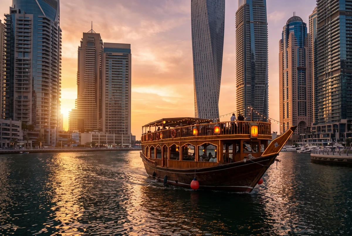 عشاء على مركب الداو في مارينا دبي